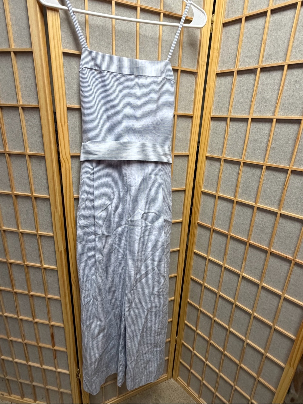 Banana Republic Blue and White Pinstripe Jumpsuit